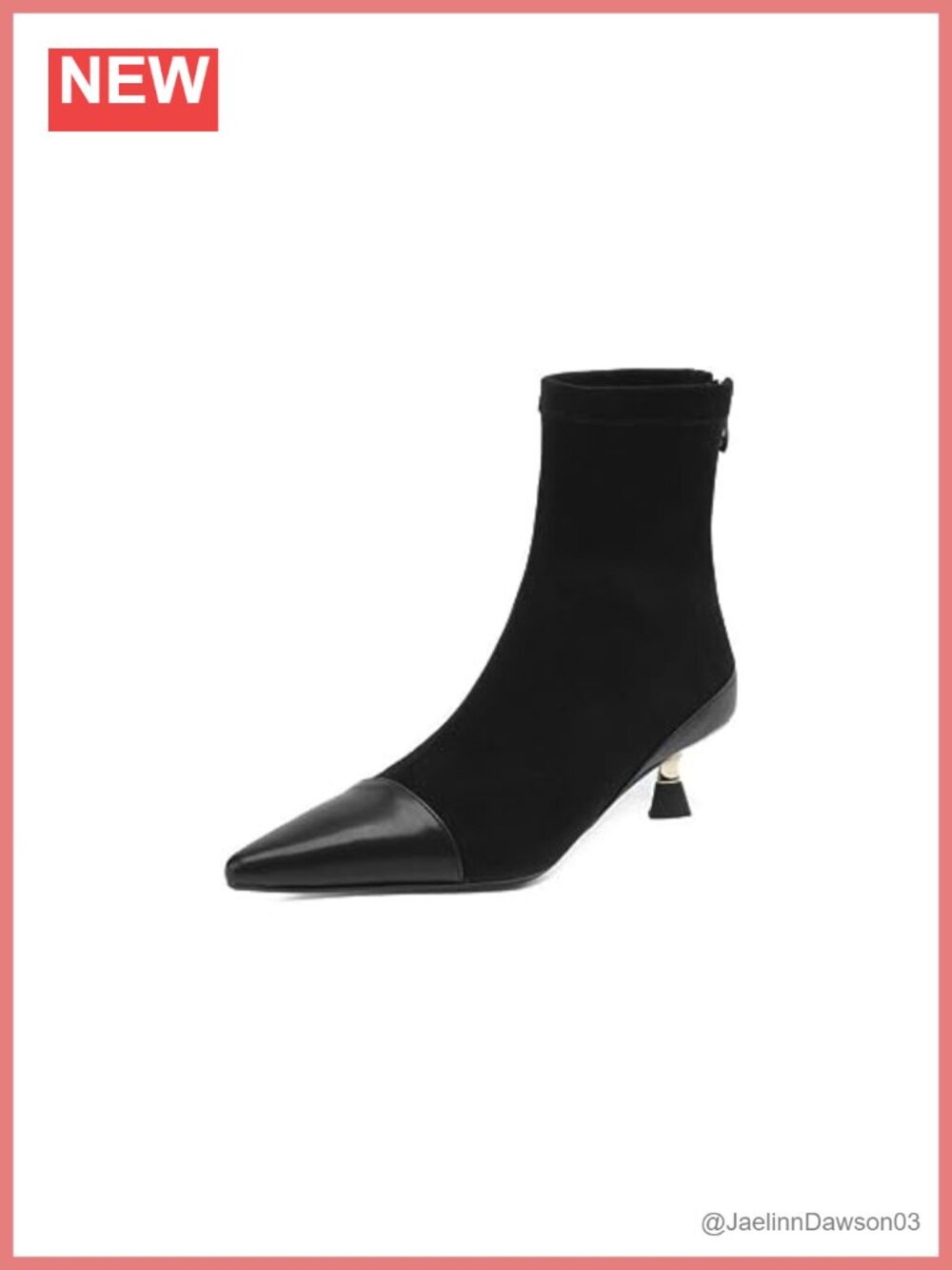 Women's Suede Leather Ankle Boots Low Kitten Heel Cap Toe Back Zip Booties